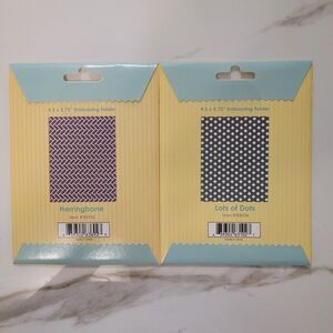 Taylored Expressions HERRINGBONE, LOTS OF DOTS Embossing Folders Lot of 2 NEW